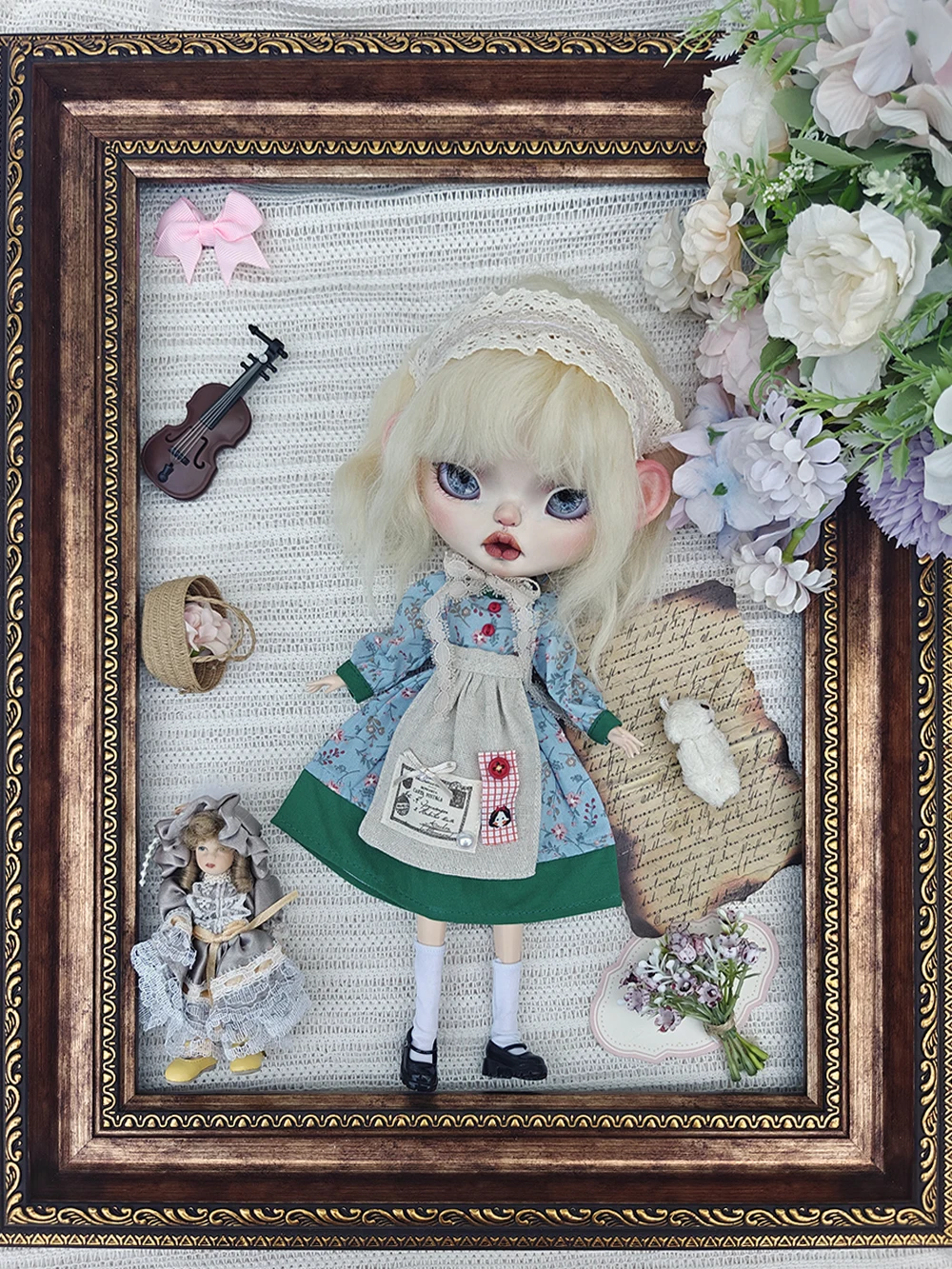 Ręcznie robione ubranka dla lalek Blythe, zielone, księżniczka, vintage, z długim rękawem, pasujące do Ymy Licca Azones Ob22 24 27, akcesoria dla lalek YMY.