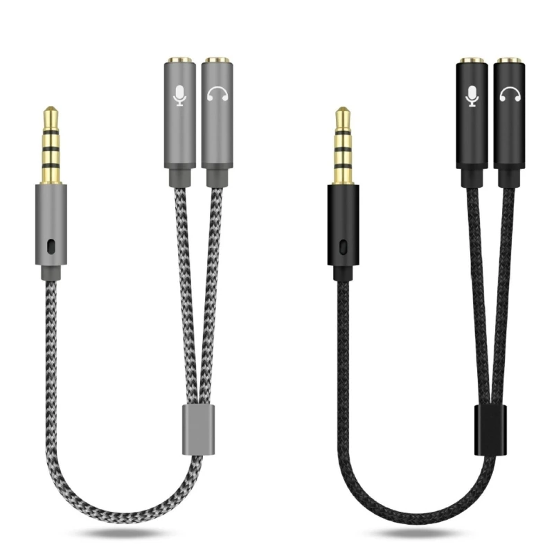 G6DD Headsets Splitter 3.5mm Microphone Headphone Splitter 3.5mm 2 Female to 1 Male
