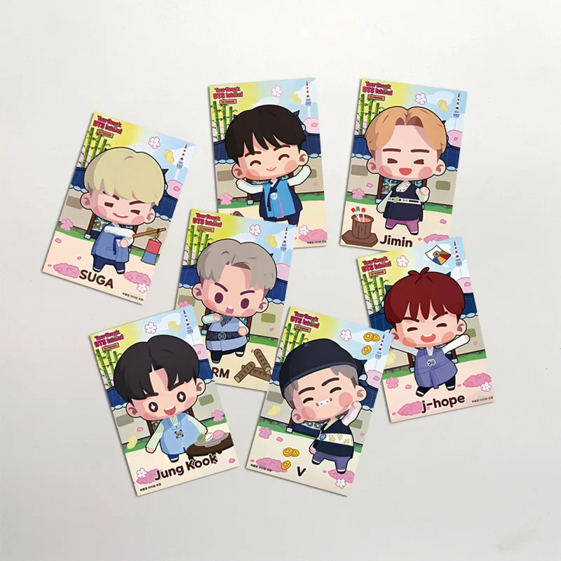 2026 New Kpop 7Pcs BTS Tour Break Island in Hanok Lomo Cards Cute Cartoon Photocard Set Fans Collection Gift