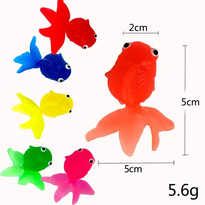 5PCS Simulation Goldfish New Relaxing Soft Colorful Rubber TPR Fishing Game Floating Fish Fishing Toy For Children 2024