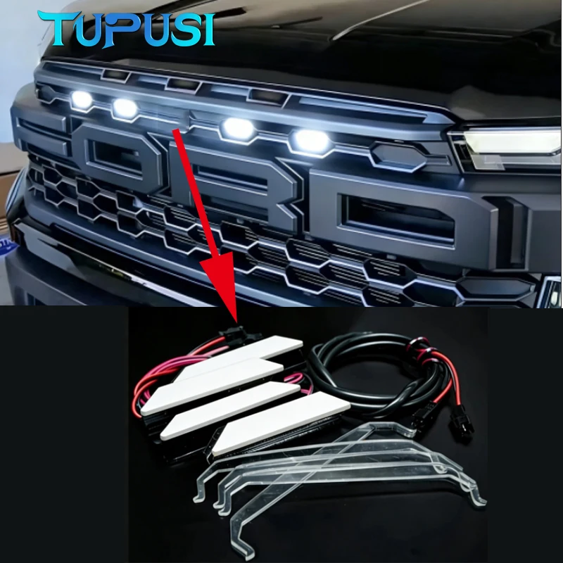 4PCS White LED FRONT GRILLE LIGHT LAMP KIT FOR FORD RANGER RAPTOR NEXT GEN 2022 2023 2024 2025 P703