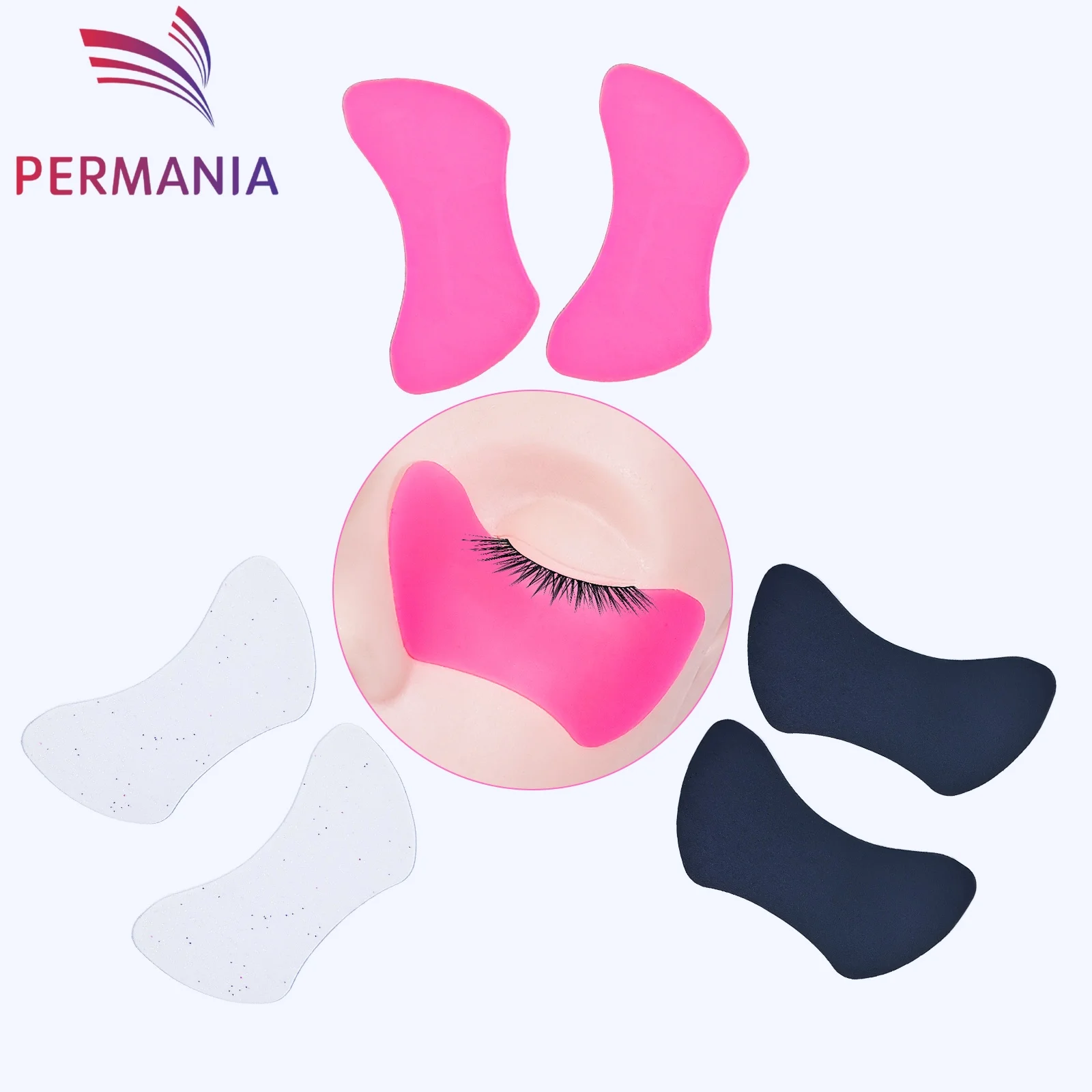 PERMANIA 2 Stück wiederverwendbare Augenpads Silikon Lidschatten Schilde Wimpernverlängerung Patch Wimpernverlängerungen unter Gelpads Make-up-Tool