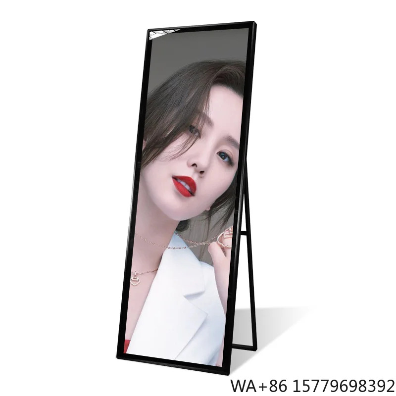 Hot Selling Indoor 75 Inch A-Type Digital Signage LCD Advertising Full Screen Portable Digital Poster with Wheels