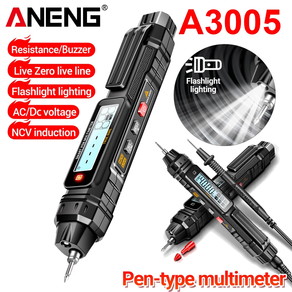 ANENG A3005 Digital Multimeter Pen Type 4000 Counts Professional Meter Non-Contact Auto AC/DC Voltage Ohm Diode NCV Tester Tools