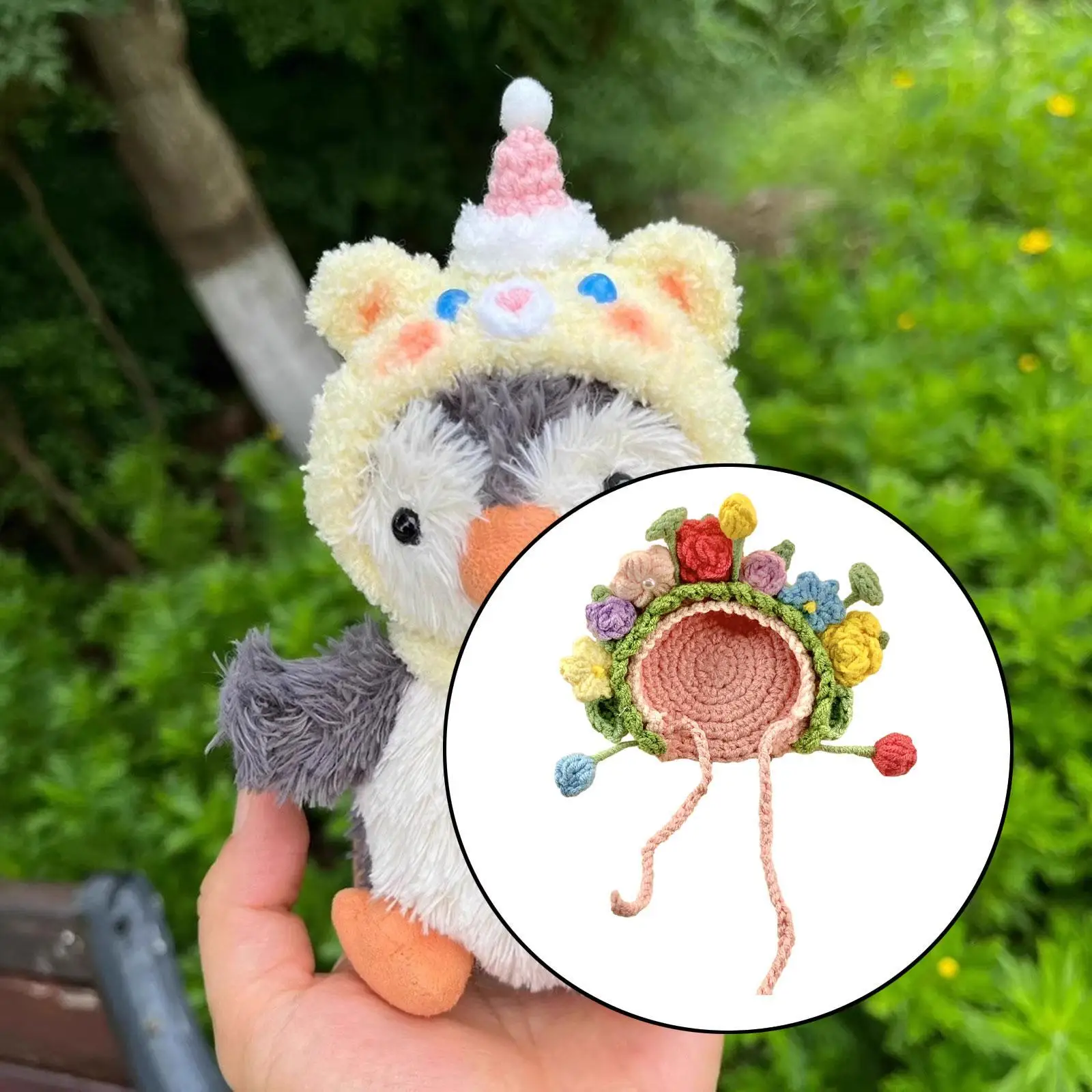 

Knitted Floral Headgear Cover Hood Clothes Accessories Cute 3.9x3.5inch Handmade