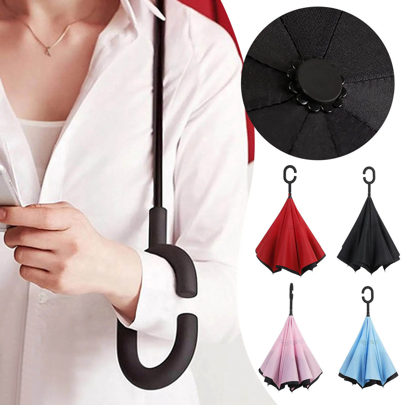 

Creative Shape C Handle Windproof Reverse Folding Umbrella C Handle Windproof Reverse Folding Umbrella Supplies