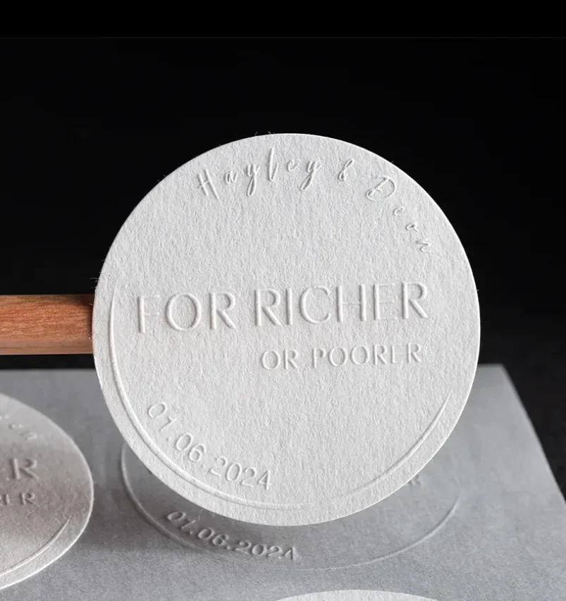 Customized high-end logo self-adhesive special texture paper 3D embossed sticker packaging label