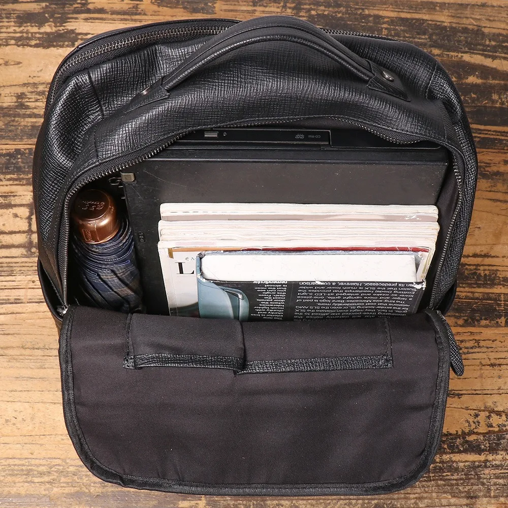 Nesitu 高品質 A4 黒牛革トップグレイン本革 15.6 14 ''ラップトップ女性男性バックパックトラベルバッグ M1310