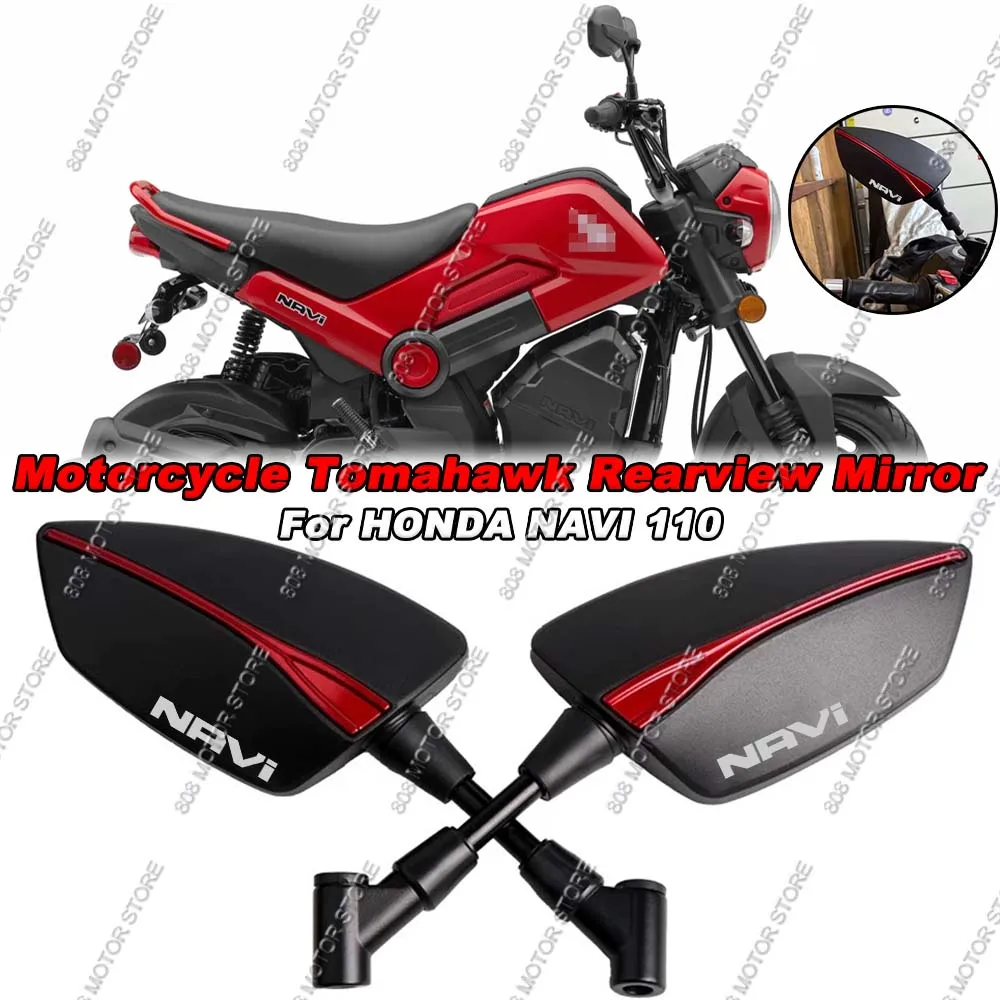 

For Honda Navi 110 CNC Aluminum Tomahawk Rearview Mirrors 8mm 10mm Motorcycle Side Mirrors