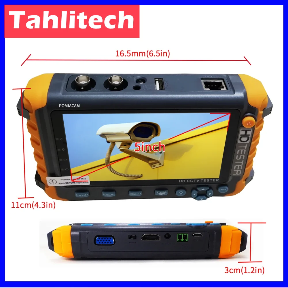 5 Inch 4 in 1 CCTV Monitor Tester 8MP AHD TVI CVI CVBS Coaxial Analog Video CCTV Tester VGA DC12V Output Camera Portable IV8W