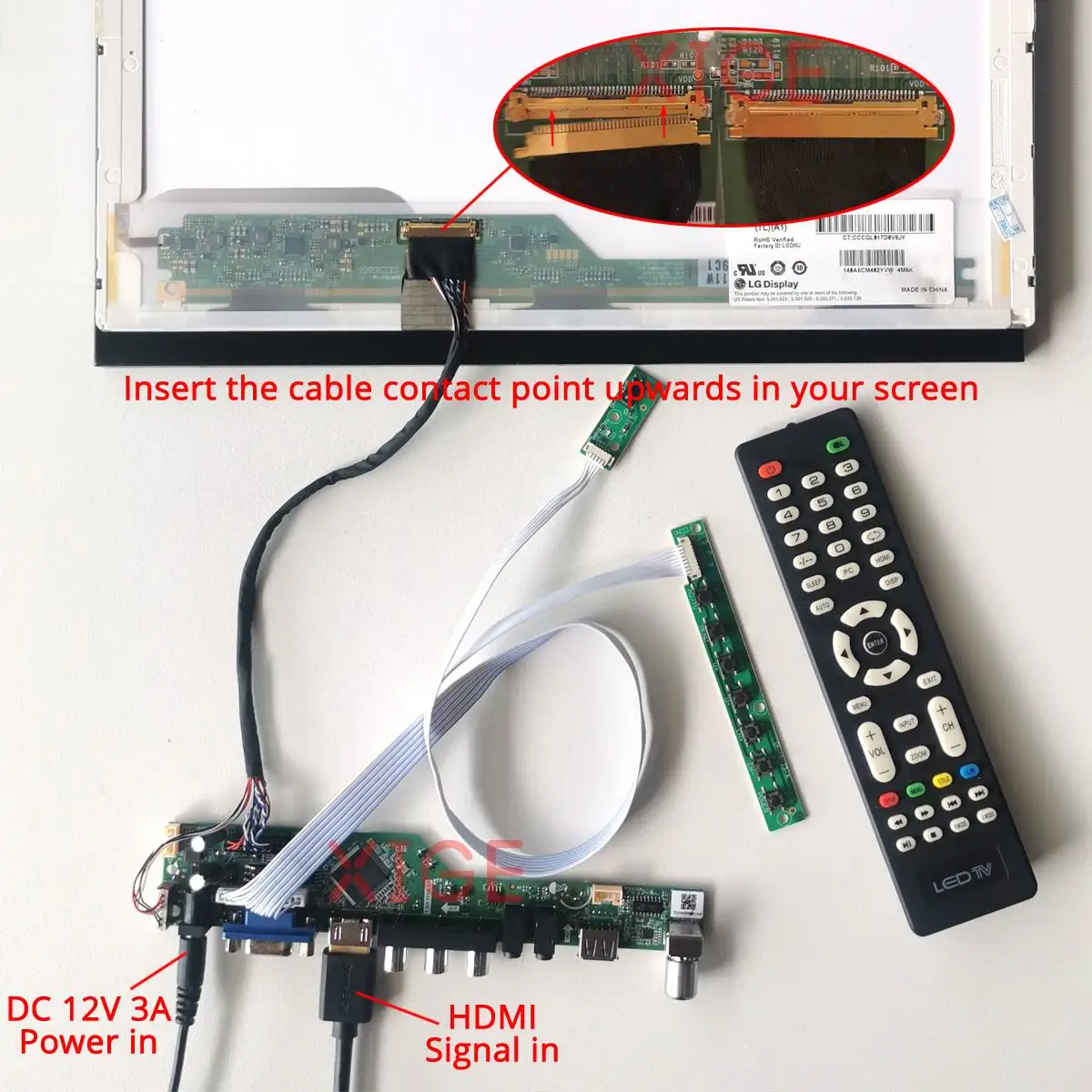 For LP140WH2(TL) Metal Case&Driver Controller Board LVDS 40-Pin 14" USB+AV+HDMI+VGA LED Matrix 1366*768 TV Analog Signal DIY Kit