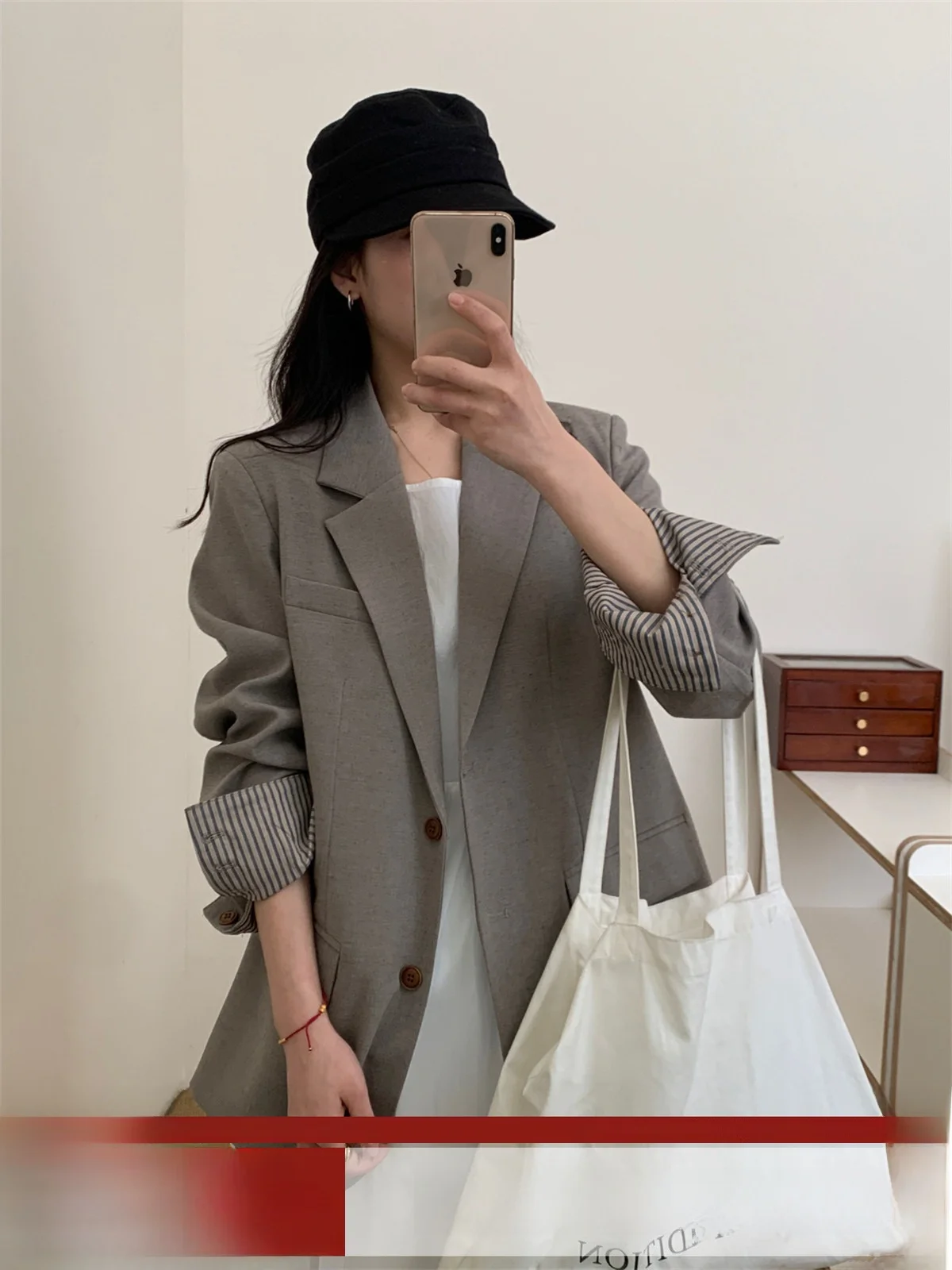 

Korean Sle Slim Fit ort Women's Suit Jaet Faionable Versatile Spring 2026 Slimming Top Quali Polyester Fiber