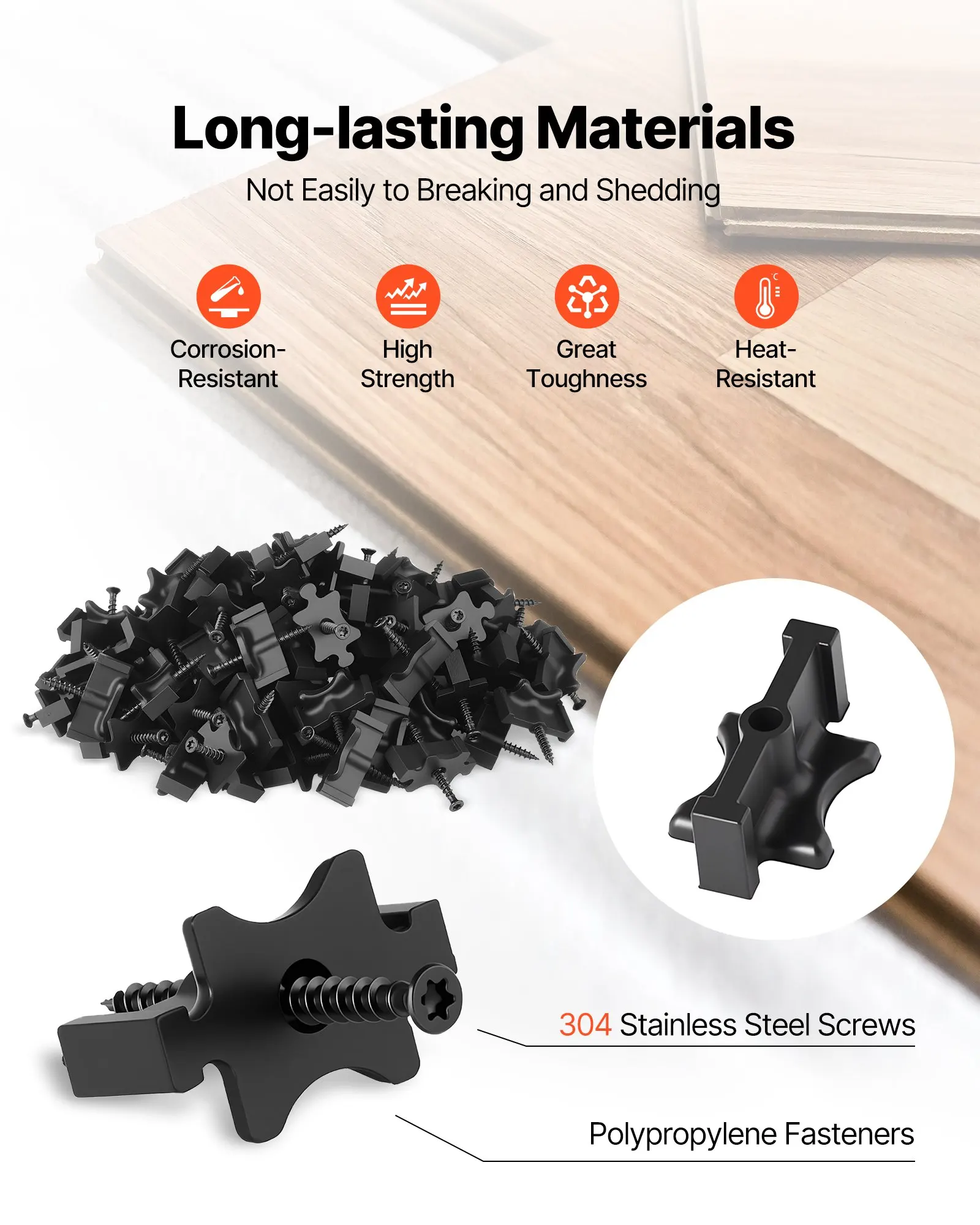 

500PCS Hidden Deck Fasteners For Composite Decking Universal T Clips Black