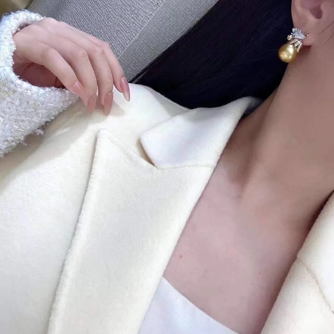 

New flower bud earrings AAAA10-11mm natural South Sea round pearl earrings 925s