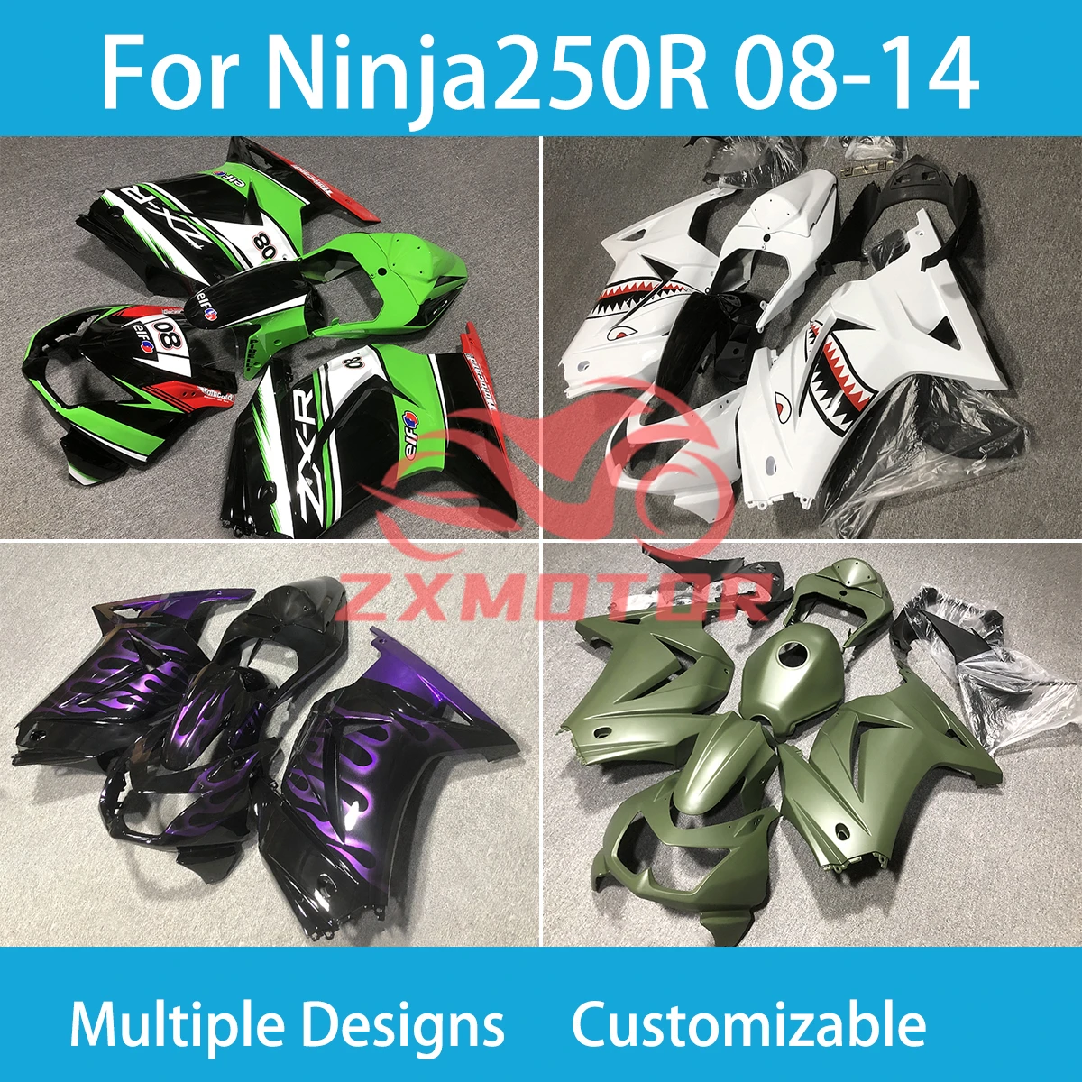 Ninja250R 2008 2009 2010 2011-2014 Prime Fairings for Kawasaki Ninja 250R 08 09 10 11 12 13 14 ABS Motorcycle Fairing Kit