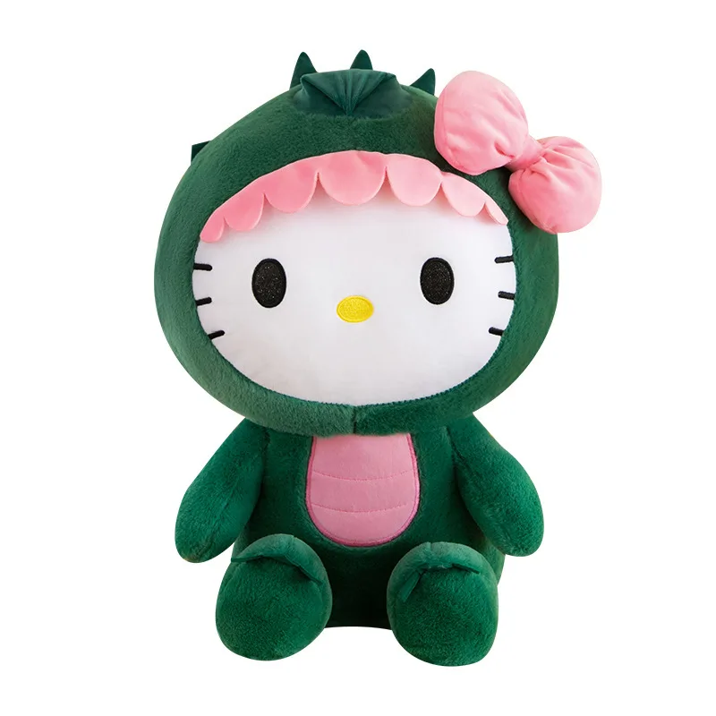 Mini zabawny dinozaur przekształcony w Hello Kitty pluszowa lalka miękka poduszka uroczy prezent urodzinowy dla pluszowe zabawki Anime dziecka Sanrio