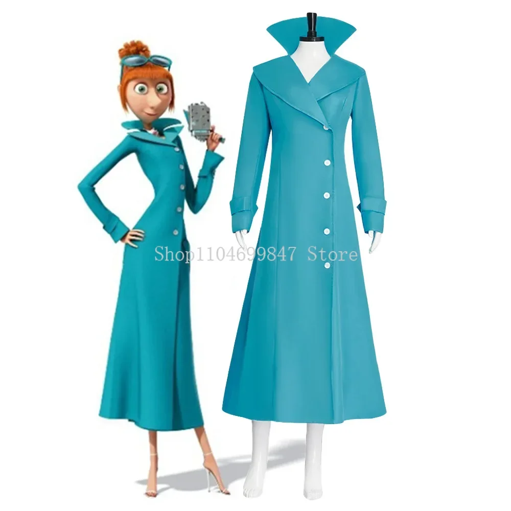 Film Lucy Wilde Cosplay Kostüm Blaue Lange Jacke Animationsfilm Lucy's Mantel Damen Party-Trenchcoat Perücke für Frauen Hallo