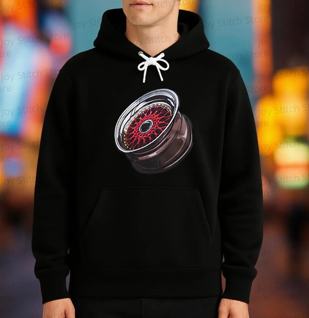 

JDM car enthusiast hoodie, wheel pattern streetwear, warm sweatshirt for autumn winter,machine washable,comfortable,ideal gift
