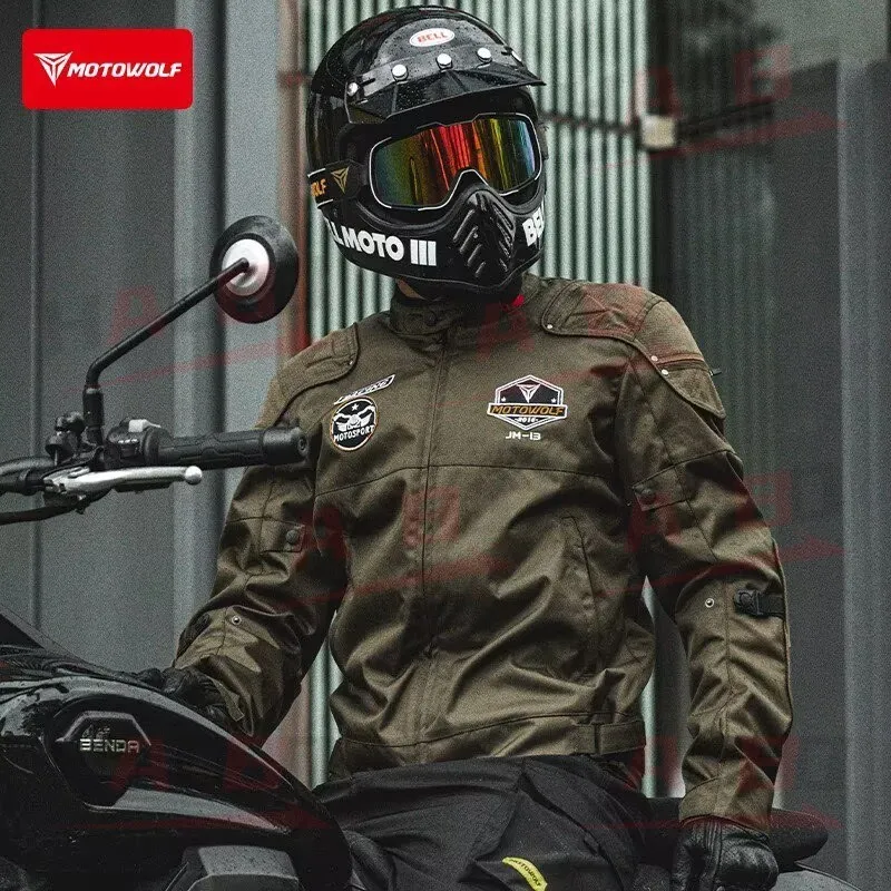

Motowolf Motorcycle Street Breathable Jacket CE Armored Riding Gear Warm Windproof Moto Racing Coat with Detachable Inner Liner