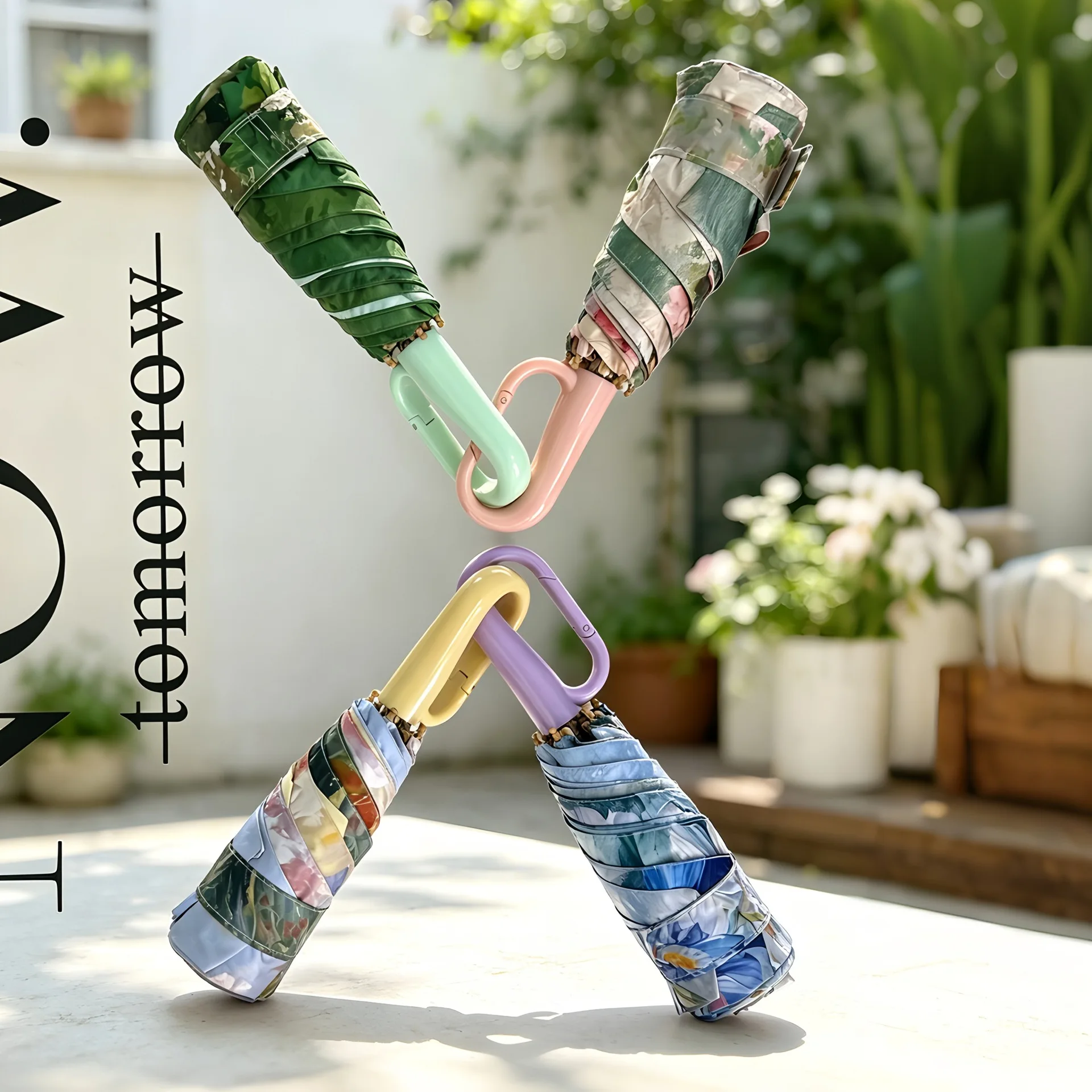 5-Fold Buckle Sun Umbrella, Color Coating UV Protection Parasol, Dual-Use Sun & Rain Umbrella, Mini Portable Pocket Umbrella