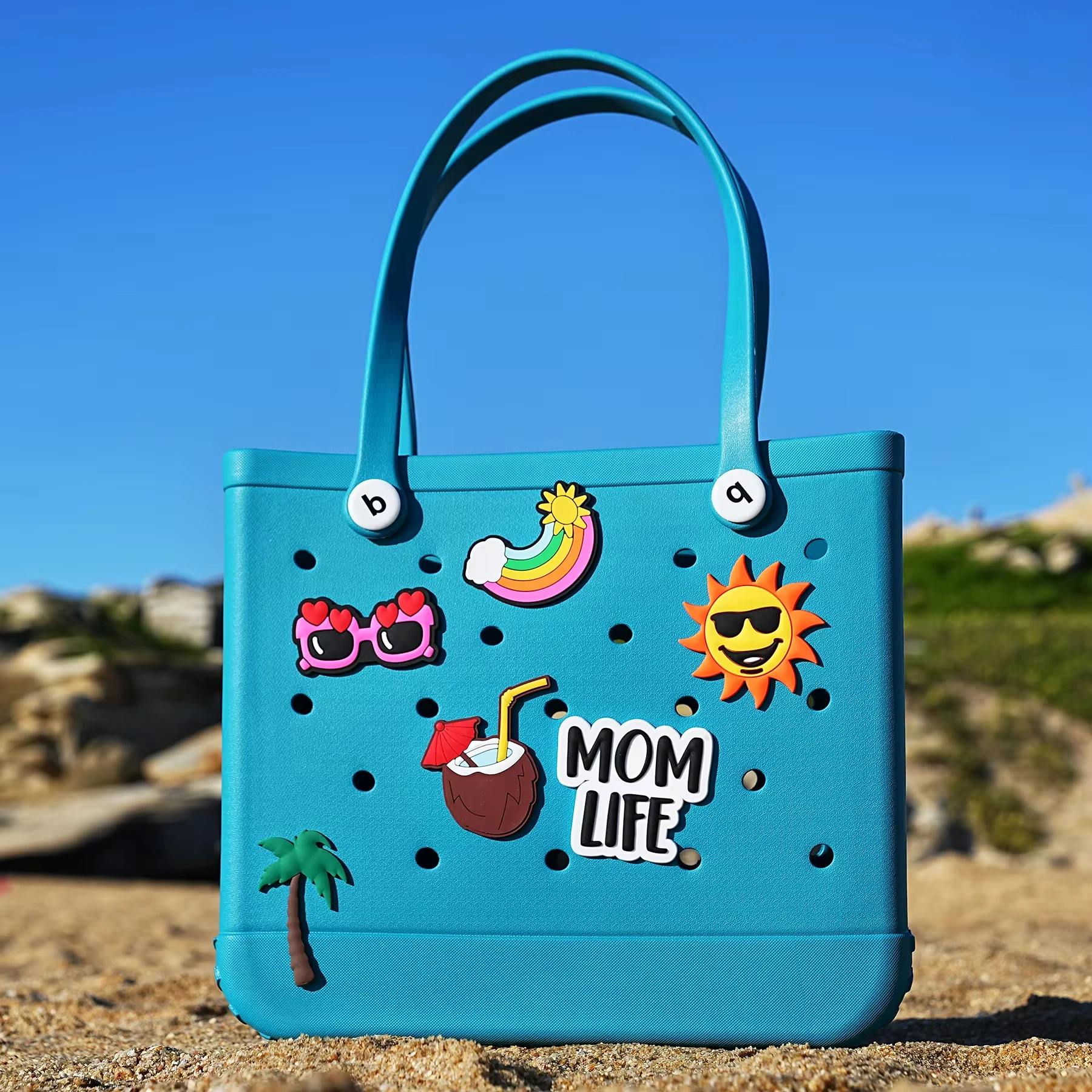 Beach Bag Summer EVA Beach Basket Women Picnic Tote Bag Holes Waterproof Handbag Pouch Shopping Shoulder Bag