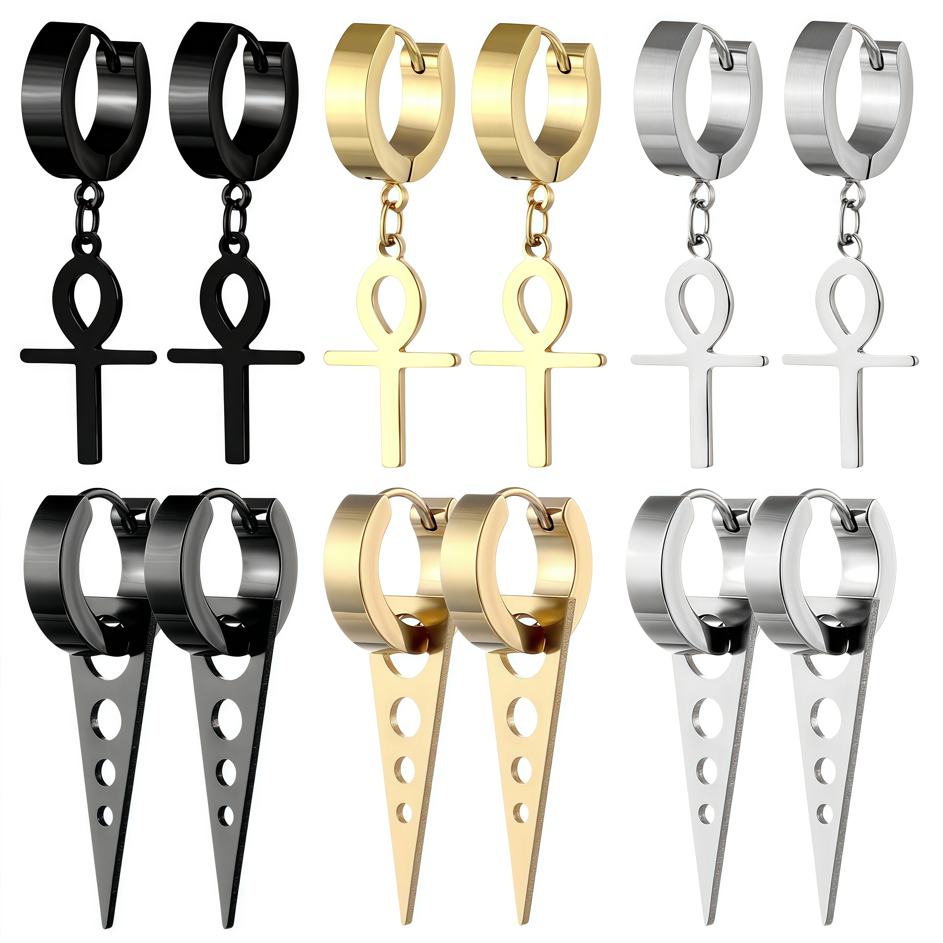 2 Stücke Hip Hop Rock Punk Frau Edelstahl Schwarz Baumeln Anhänger Punk Minimalistischen Hängenden Ohrring für Mann Piercing ohr Schmuck