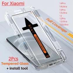 2Pcs Screen Protector For Xiaomi Mi 14 Ultra 13 Pro 12 11 10 Pro mi 12S Pro 13 Ultra Tempered Glass Auto Matic Installer Tool