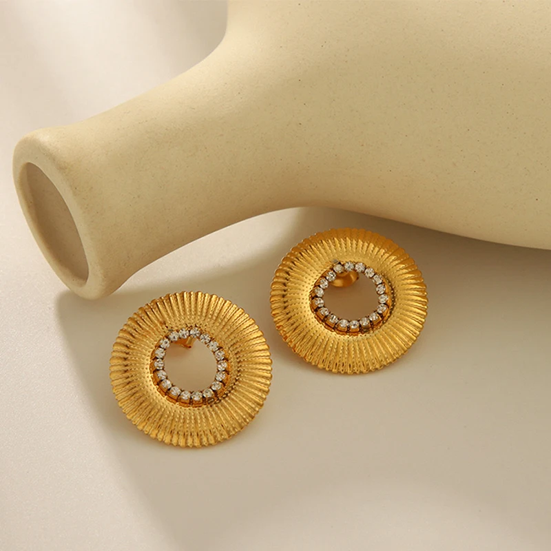 Loe| Round Circle Stud Earring for Women Stainless Steel Party Fashion Jewelry 18k Gold Original Design