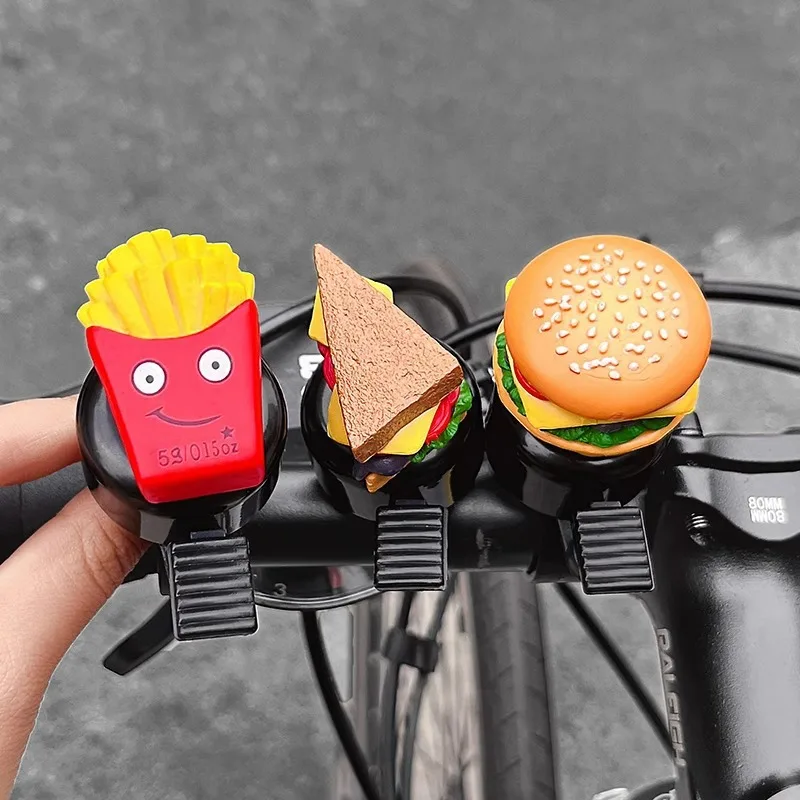 Universelle Hamburg Cartoon Fahrradklingel für Kinder, Mini Niedliche Fahrradklingel, Alarmhorn, Fahrraddekoration, Fahrradzubehör
