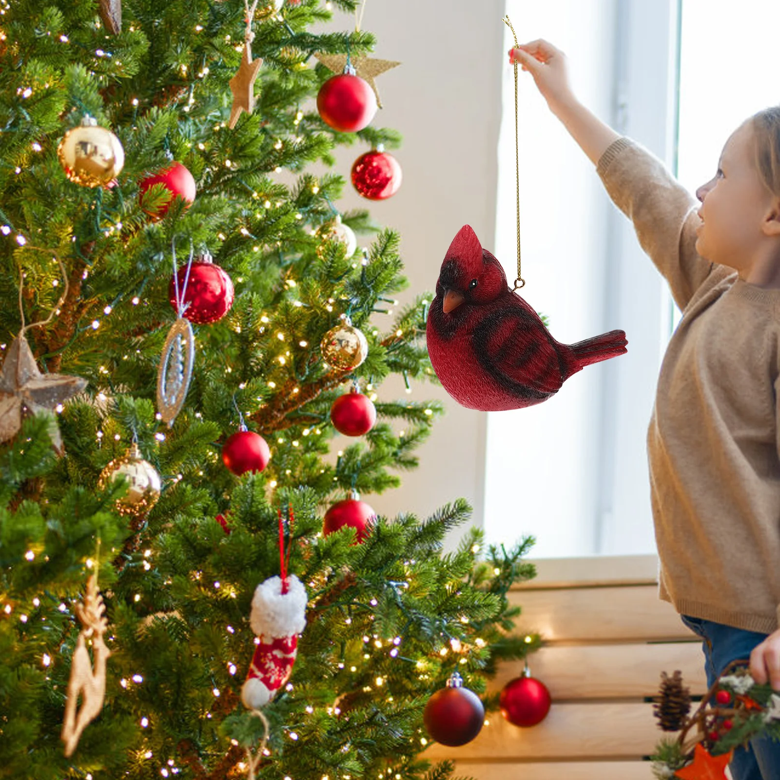 

Exquisite Simulation Bird Decor Resin Birds Xmas Adornment Compact Design Festival Garden Accessory