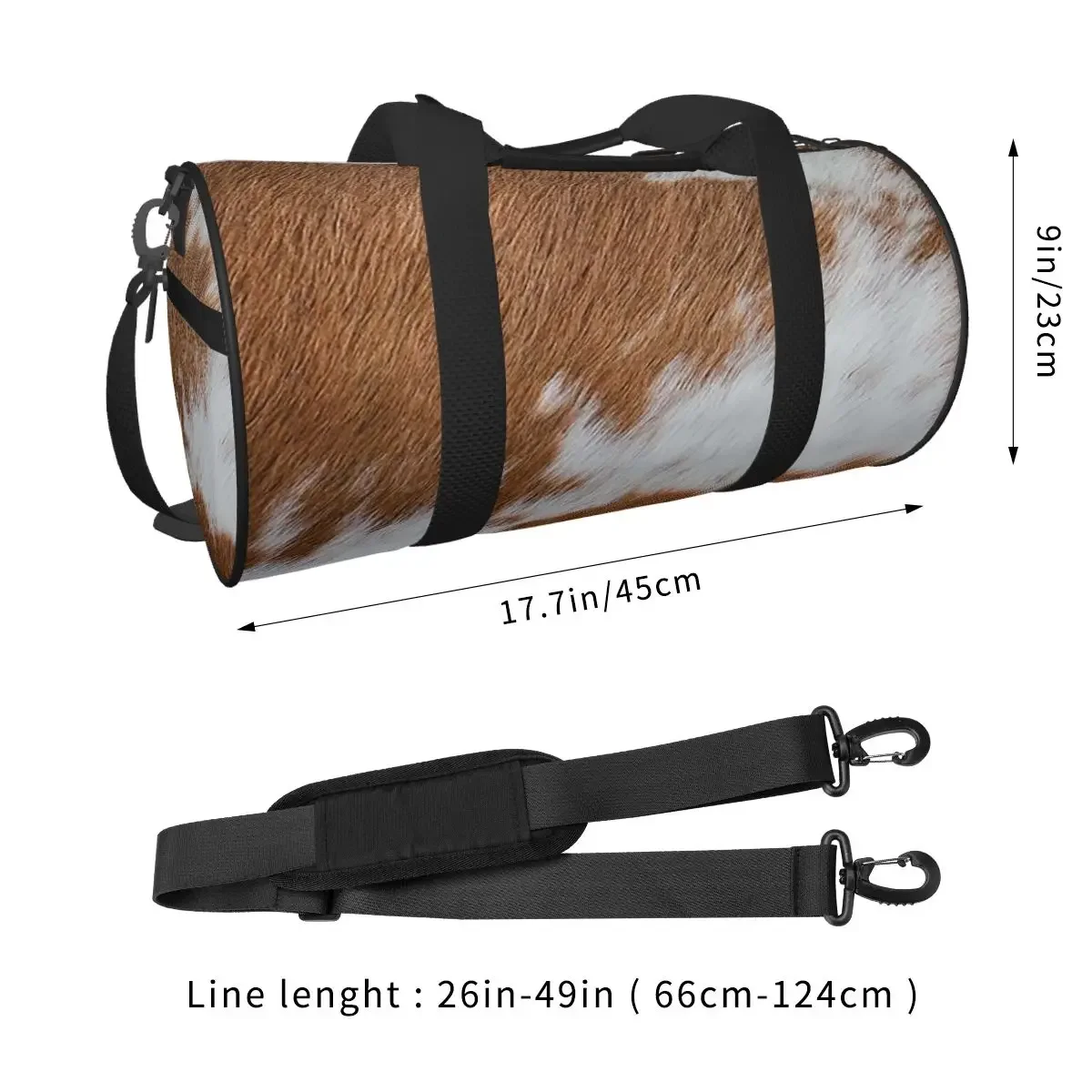 أنيق البقرة الفراء جلد البقر الملمس جلد البقر طباعة نمط كبير واق من المطر حقيبة قاعة رياضة متعددة الوظائف حقائب السفر حقائب اللياقة البدنية