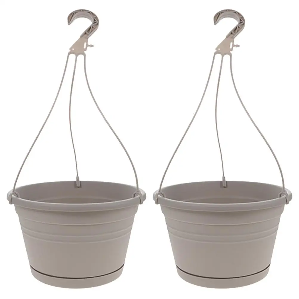 

3Pcs Hanging Planter Baskets Plastic Wall Basin Grey 255 Home Office Garden Sturdy Practical Balcony