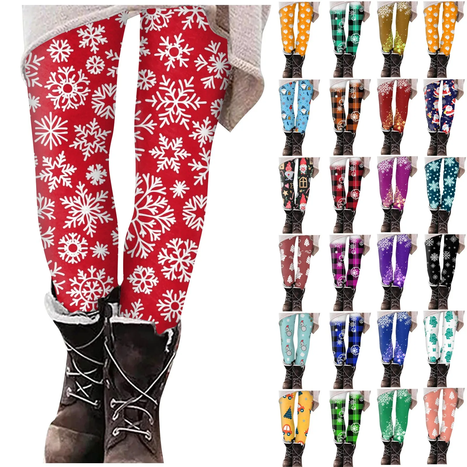 Women'S Leggings Sexy Christmas Yoga Pants Exercise Running Leggings Xmas Plaid Snowflake Print Trousers Party Long Pants