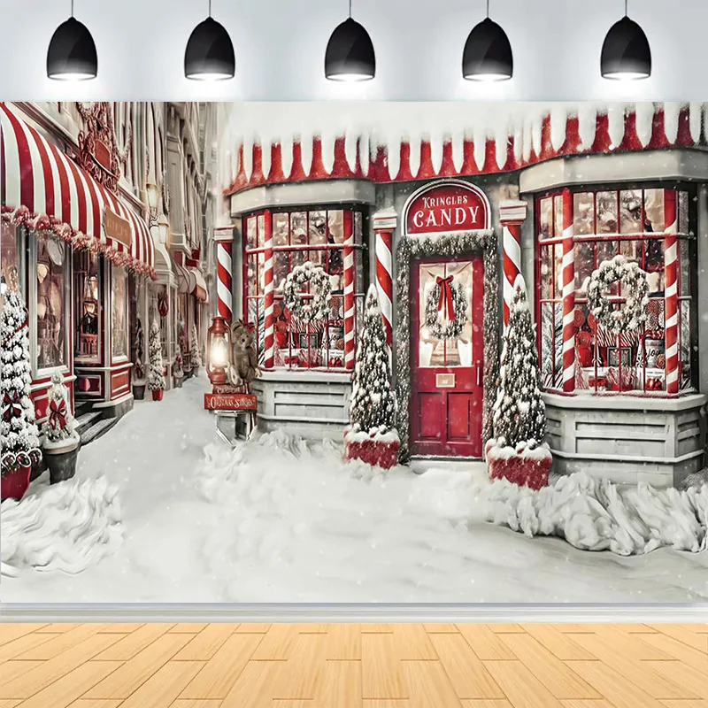 

Christmas Day Wreath Family New Year Party Photography Backdrops Prop Window Living Room Xmas Tree Gift Snow Background BV-05