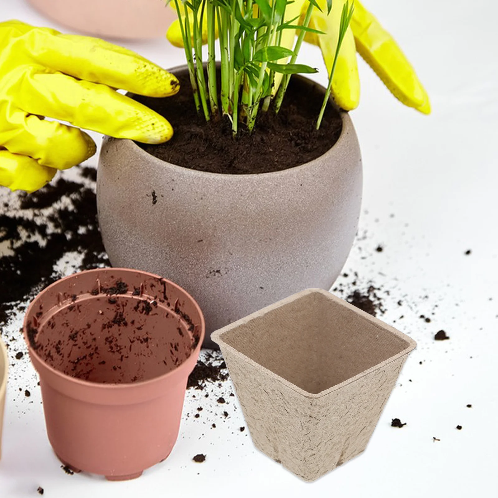 

50pcs Square Paper Seedling Pots Kit Flower Planting Diy Craft Set For School Home Garden Decor Nursery Growing Projects