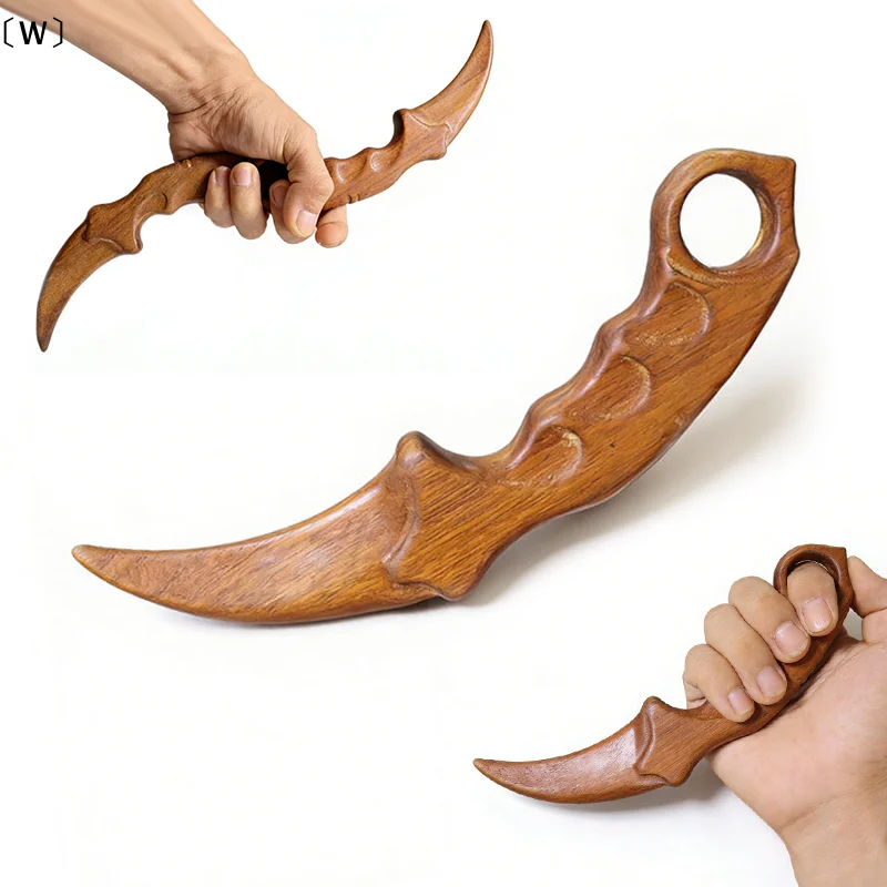 〔W〕Golden Sandalwood Claw Knife Wooden Toy Knife Carved Knife Ornament Arts Practice, Performance Training Home Decoration