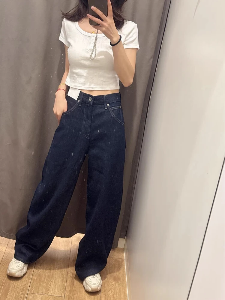 

Свободные джинсы с широкими штанинами женские повседневные прямого кроя, расклешенные джинсы-клеш, облегающие, универсальные L479000, осень 2025