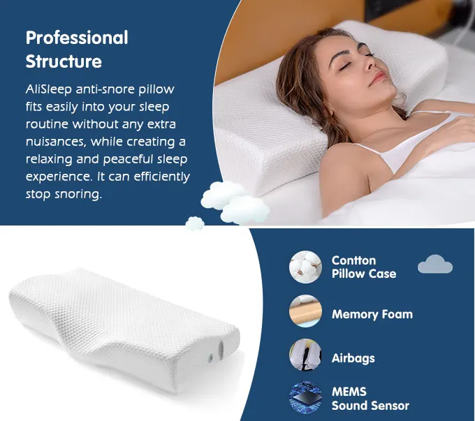 AMOLUX 럭셔리 전기 침구 건강 관리 인체 공학적 에어백 기능 탑 안티 코골이 메모리 폼 베개