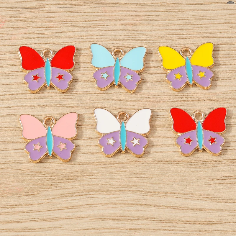 Tusember 20 Stück 14*17mm Niedliche Cartoon Bunte Stern-Schmetterling-Anhänger für Handgemachten Schmuck, Ohrringe, Halsketten, DIY-Zubehör – Detail 1