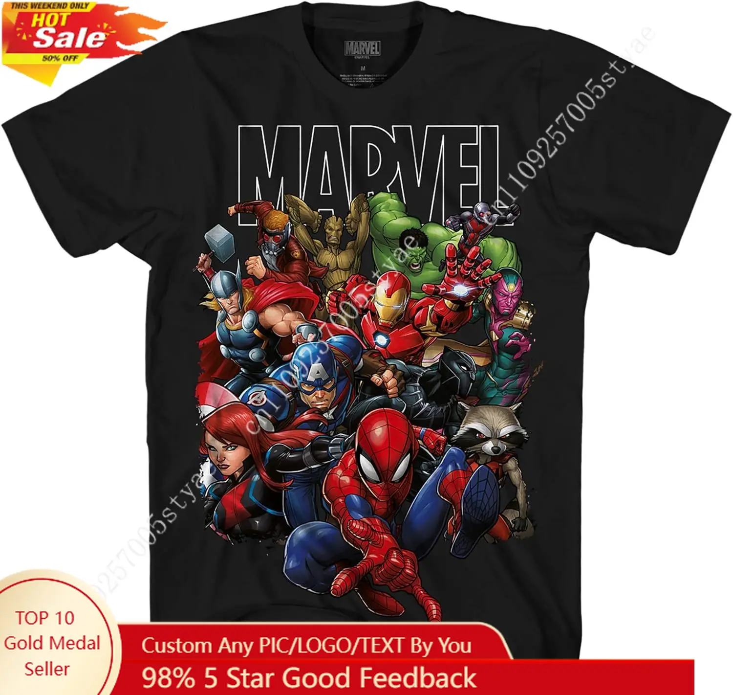 

Мужская футболка с графическим принтом Marvel Avengers Guardians of The Galaxy Team Up All Time