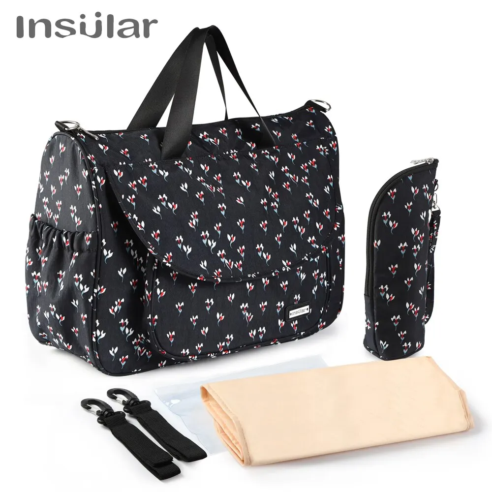 Bolsa de cochecito de pañales de gran capacidad, bolso de viaje de maternidad impermeable, bolso de mano multifunción para lactancia de bebé