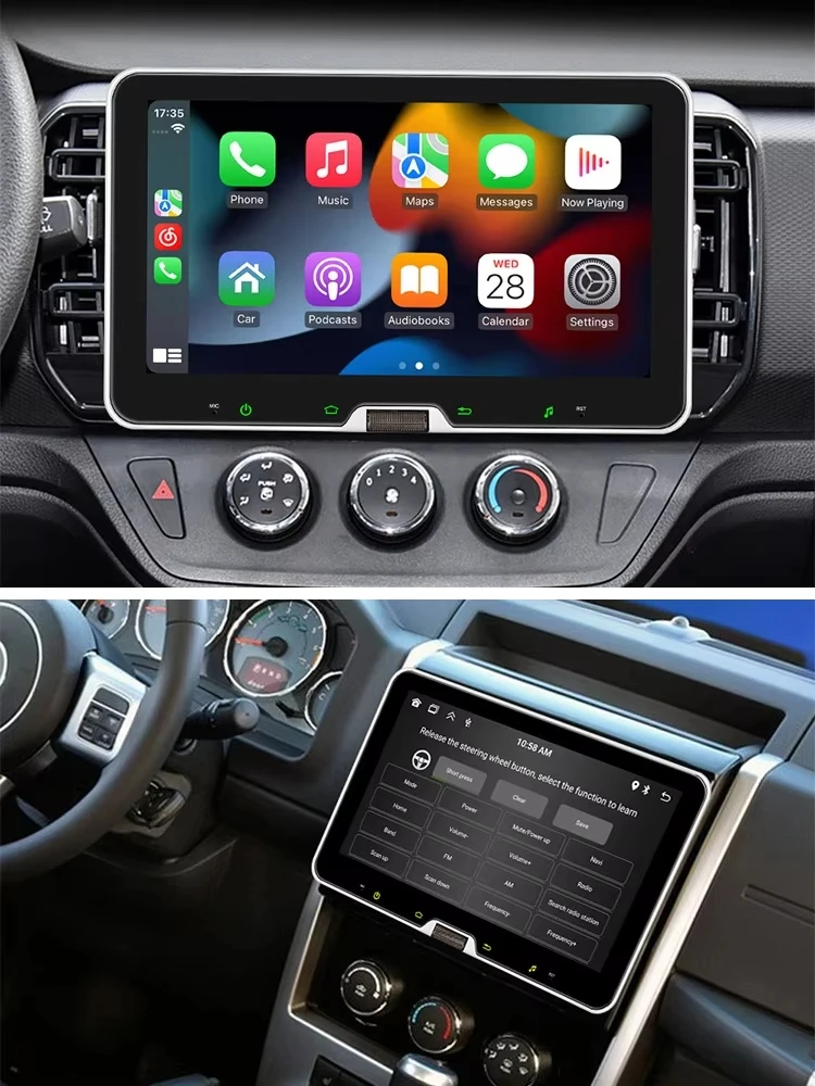 ESSGOO Autoradio Android 15 10.1" 4+64 GB / 6+128 GB Wireless CarPlay Drehbarer Bildschirm 360° GPS Navigation FM RDS Bluetooth WiFi Scrollen Mikrofon Mirror Link Lenkradsteuerung Android Auto