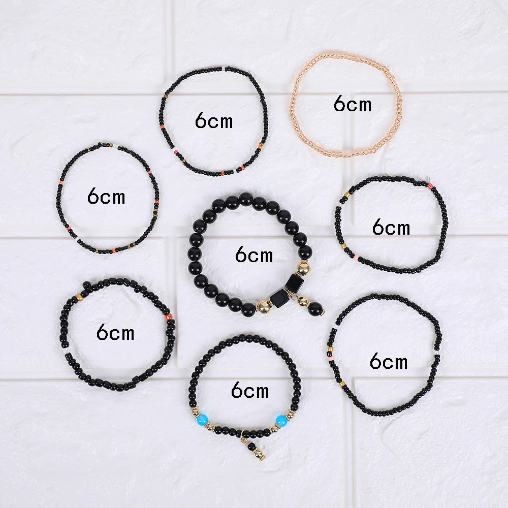 8Pcs Bohemia Rice Beads Bracelet Set For Women Summer Colorful Handmade Elastic Chain Bangle Men DIY Jewelry Accessories