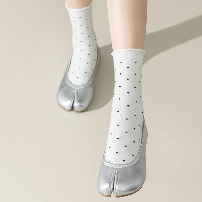 Women's Japanese Cotton Split Toe Tabi Socks Polka Dots Flip Flop Socks Sandal Sock for Women Fashion Soft Comfy Ankle Sock image 5