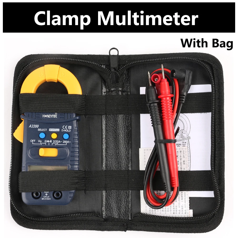 Mini Pocket Profissional Digital Clamp Multímetro Tester Medidor Tensão Corrente Resistência Capacitância Bolsa Opcional