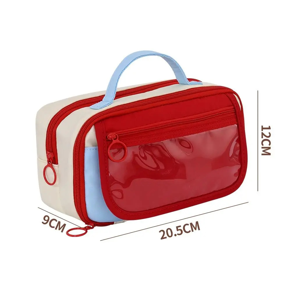 Multifunctional Contrast Color Pen Bag Handheld Large Capacity Stationery Bag Nine-layer Portable Pen Box Students