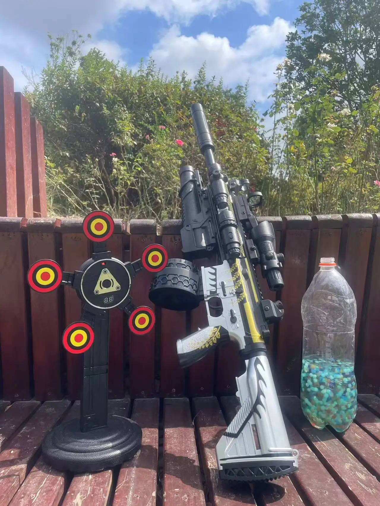 射撃体験！ M416 自動電動ジェルブラスターライフル、リアルな反動付き - エピックな屋外ジェルボールブラスターウォー、ギフト玩具