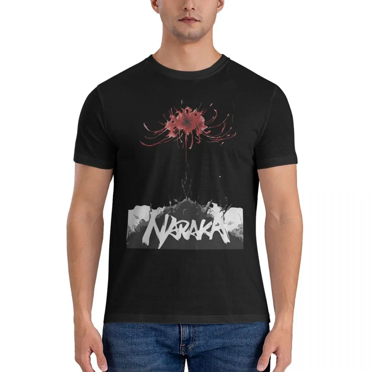 Men's T-Shirts Vector Crazy Pure Cotton Tee Shirt Short Sleeve Naraka Bladepoint T Shirts Crew Neck Clothes Graphic