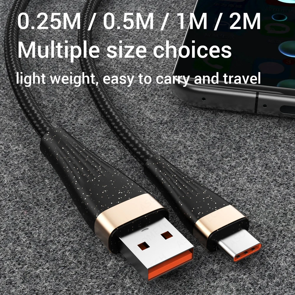 6A USB C كابل سلك الهاتف نوع C كابل USB A إلى نوع C شاحن سريع كابل ل شاومي سامسونج ماك بوك شحن سريع بيانات الحبل