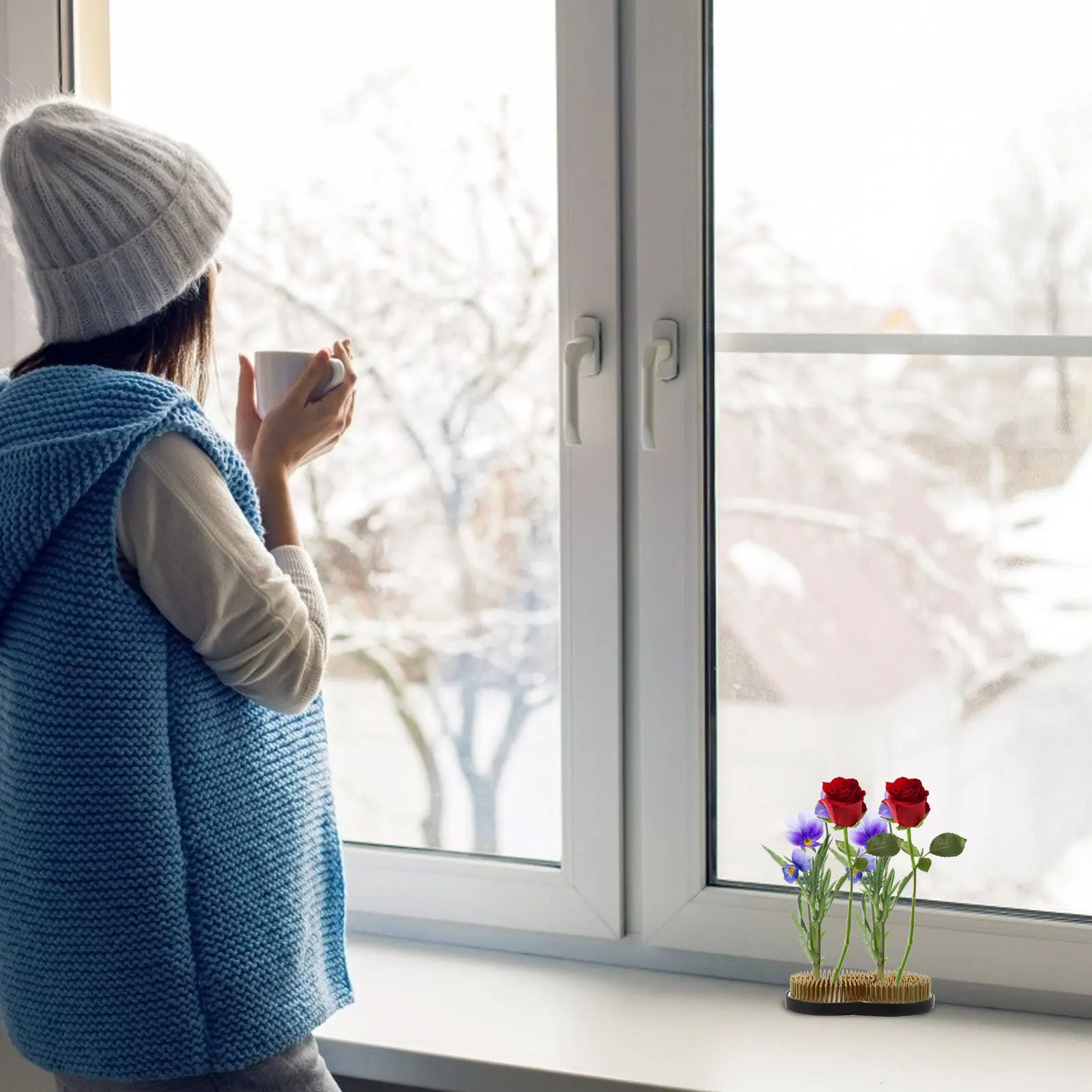 حامل ترتيب زهور الجبل قاعدة تثبيت الزهور من الفولاذ المقاوم للصدأ النحاسي لتزيين النبات على الطراز الياباني #5